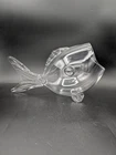 Blenko Style Art Glass Hand Blown Clear Fish Vase Bowl Terrarium 13"