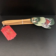 Christmas Mittens 3 Piece Silicone Wood Handle Spatula Set W/Tag, Hostess Gift!