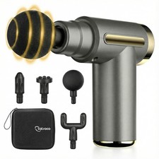 Mini Massage Gun, Deep Tissue Muscle Massager with 6 Speeds 4 Heads, Super ...