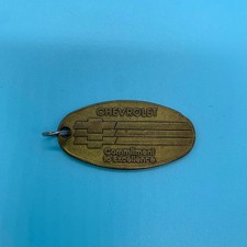 Vintage Chevrolet Commitment to Excellence Metal Keychain Gold Tone Oval...