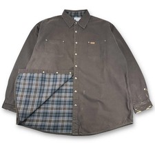 VTG Carhartt S296DKB Choc Brown Heavy Canvas Over Shirt / Shacket, 3XLT (JKT741)