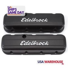 Edelbrock 4683 2 Pack Black Steel Signature Series Valve Covers - Bbc Tall Blac