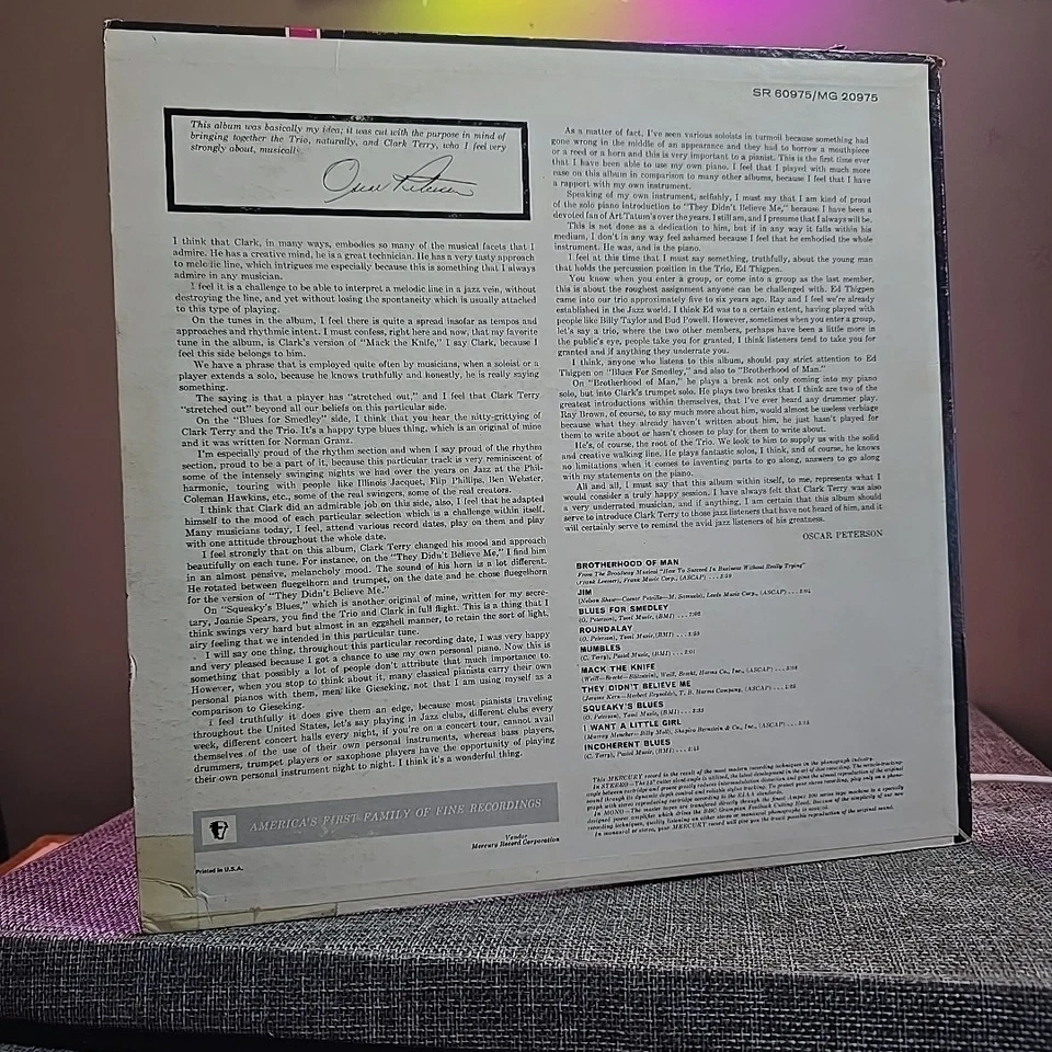 Oscar Peterson Trio + One Clark Terry–1964 Mercury–MG-20901 Vinyl LP Foto 2 de 4