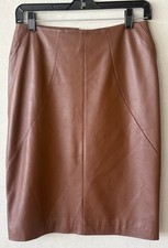 Vintage SPIEGEL Womens 2 Leather Pencil Skirt Knee Length Genuine Leather Brown