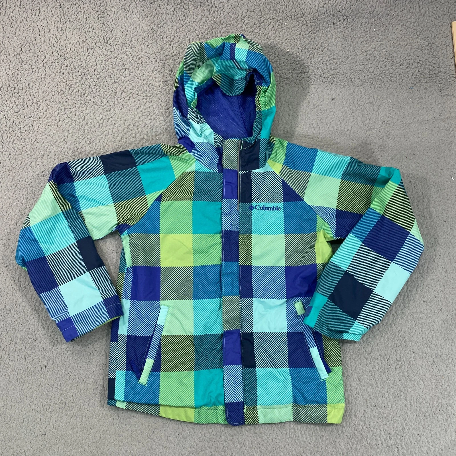 Columbia Youth Small Rain Jacket Full Zip Outdoor Hiking Camping