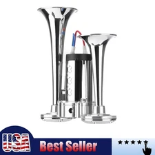 Train Air Horn Compressor Kit For Trucks Car Boats 12V Super Loud Dual Trumpet