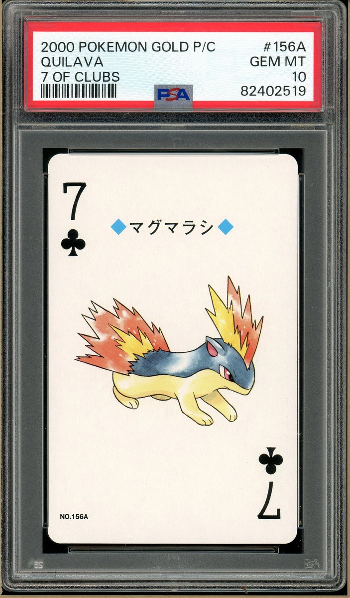 Pokémon - Quilava 7 of Clubs, Gold Ho-oh Back Poker Deck #156A PSA