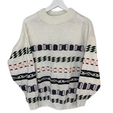 Vintage Geo Stripe Sweater Made in USA - Women's Size L