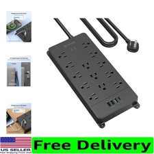 Flat Plug Power Strip 5ft with 32W USB-C  Quick Charge, 4000 Joules Protection