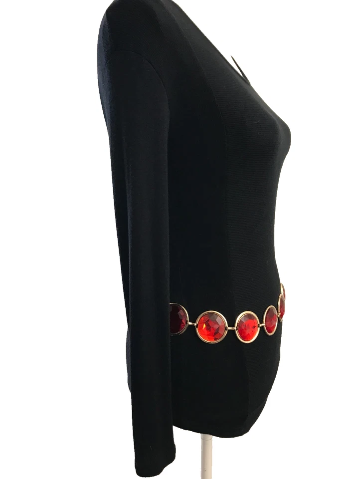 Женская цепочка ремень один размер золото винтажный красный стразы металлический платье повседневные женщины - Изображение 2 из 4