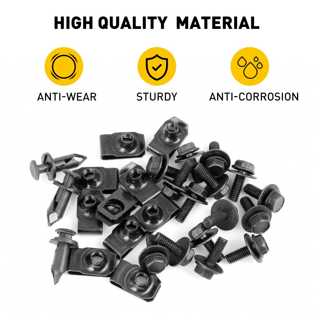 56X Under Engine Cover Clips Underbody Mudguard Shield Screws Bolt Nut Clip Kit