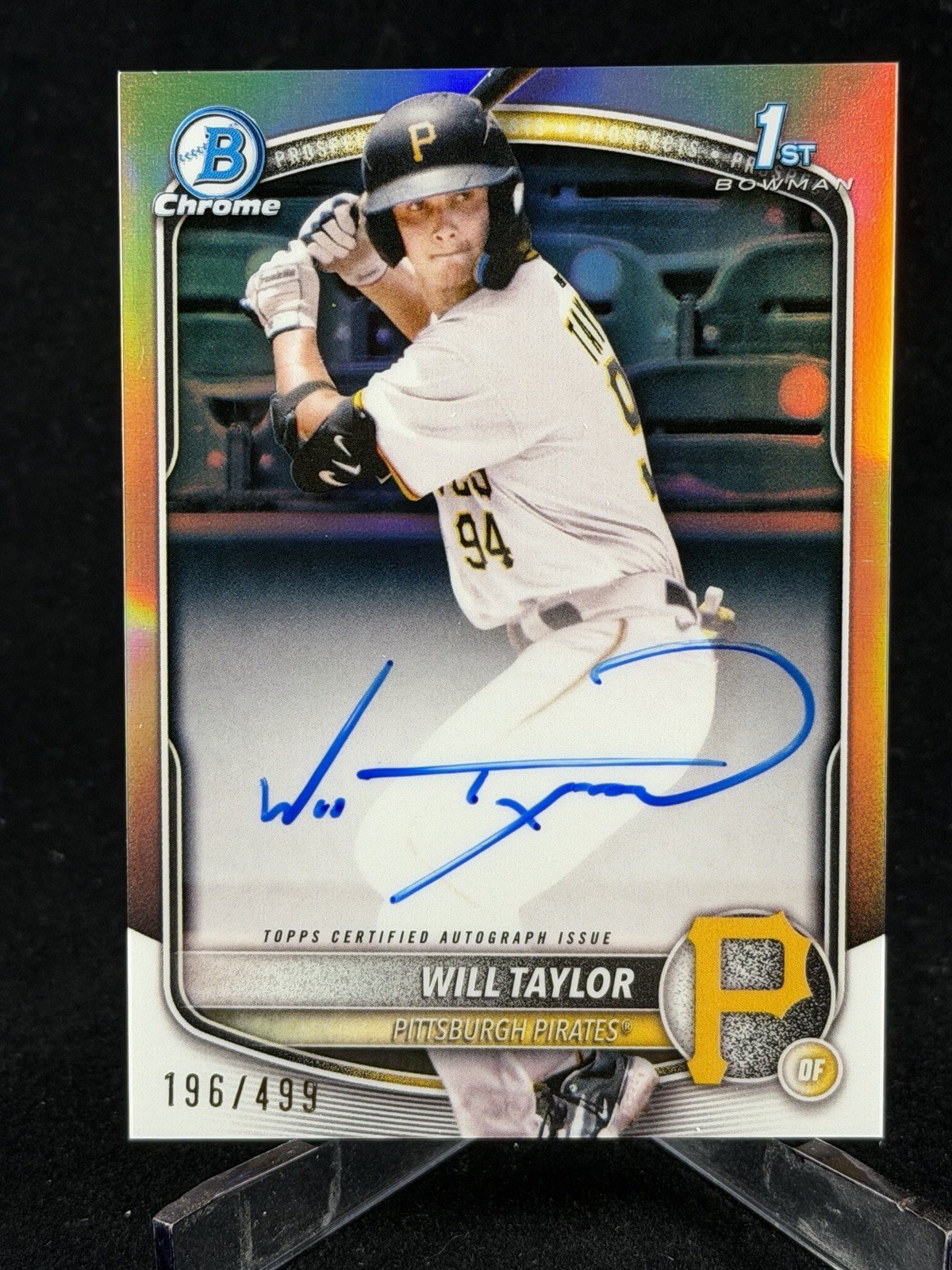 2025 Bowman Chrome Will Taylor Refractor Auto /499 Pirates #CPA-WT Autograph