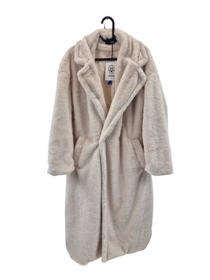 Cider Damen Faux-Fell-Doppelreihiger Mantel XS Oversized Kuschel Mantel Weiß