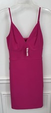 Express Hot Pink V-Neck Spaghetti Strap Bodycon Sheath Mini Dress Size S New
