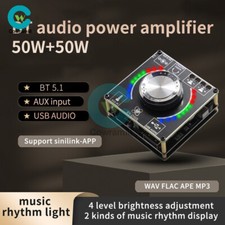 50W 50W Stereo Bluetooth Audio Digital Power Amplifier Board Music Rhythm Light
