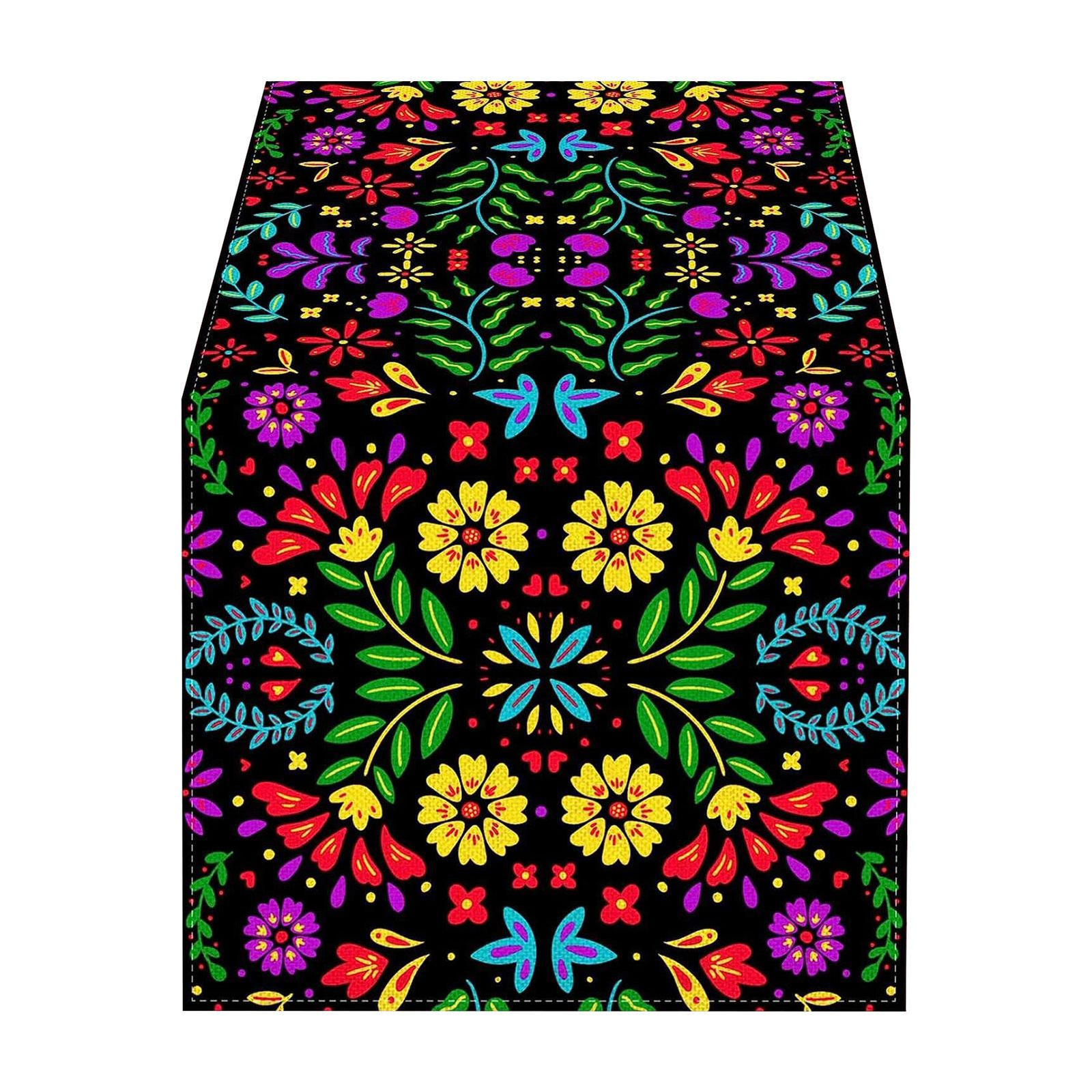 Linen Mexican Table Runner Vintage Datura Flowers Altar Tablecloth For Party Use eBay