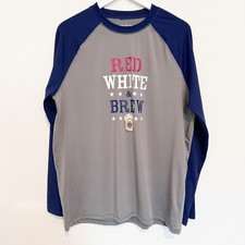 Life Is Good Red White Brew Beer Long Sleeve Rash Guard Swim Shirt UPF Large