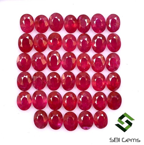 4x3 mm Natural Ruby Oval Cut Lot 40 Pcs 8.60 Cts Calibrated Loose Gemstones - Picture 1 of 6