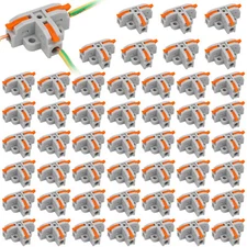 50Pcs Wire Conductor Connectors T-Tap Lever Electrical Wire Connectors 28-12AWG