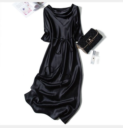 Damen Sommer Kleid französischer Stil Rundhals Damen Look schmal sexy mittellang - Bild 14 von 21