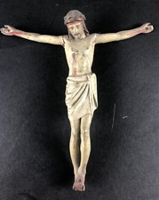 -  antiker CORPUS CHRISTI - Holz vollplatsisch geschnitzt gefasst bemalt - H19cm