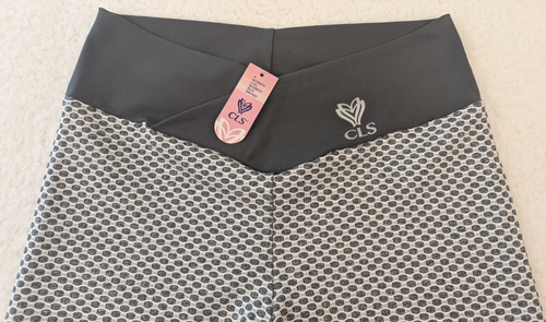 CLS Sportswear Womens Leggings Gray White XL 26x26 Geometric Made in USA NWT - Picture 3 of 12