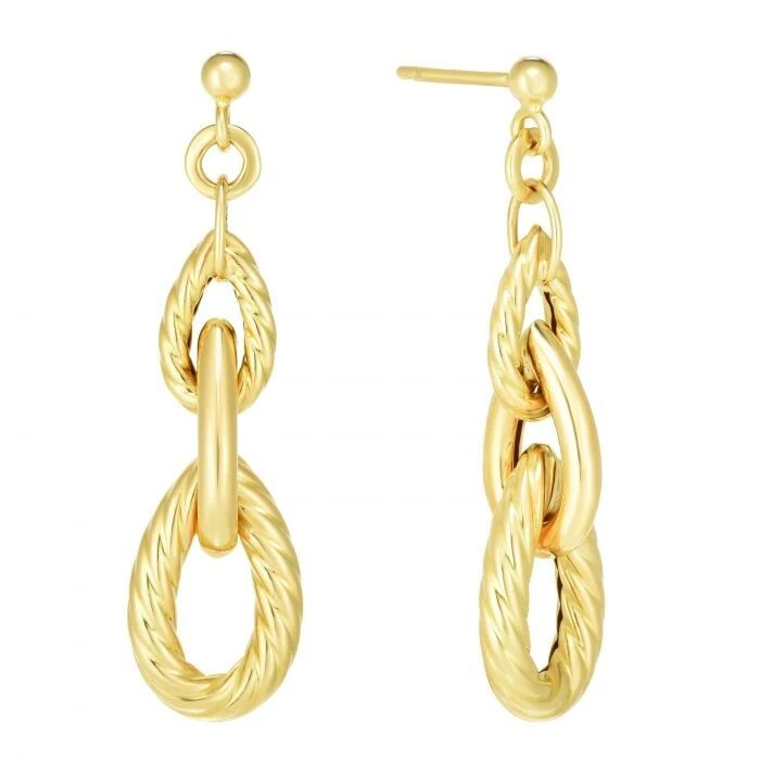 Pendientes colgantes Phillip Gavriel oro 14kt amarillo brillante 40 mm eslabón lágrima 3,8 gramos