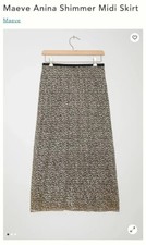 Anthropologie Size 4 Maeve Anina Shimmer Midi Skirt Gold Black