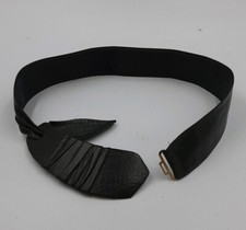 Vintage Women's Ladies Black Leather Fashion Belt sz SMALL Fine Leather Shop