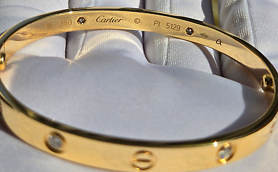 CARTIER LOVE BRACELET 18K YELLOW GOLD 4 Diamond Size 18 CARTIER LOVE BRACELET 18K YELLOW GOLD 4 Diamond Size 18