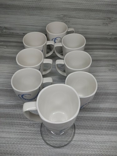 CORELLE SQUARE WHIMSICAL DOTS 12oz PORCELAIN CUP BLUE Scrolling Swirls Sold - EA - Picture 3 of 8