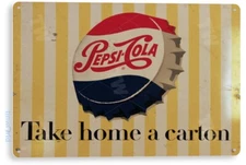 TIN SIGN Pepsi Carton Metal Décor Wall Art Soda Fountain Cola Store Shop A731