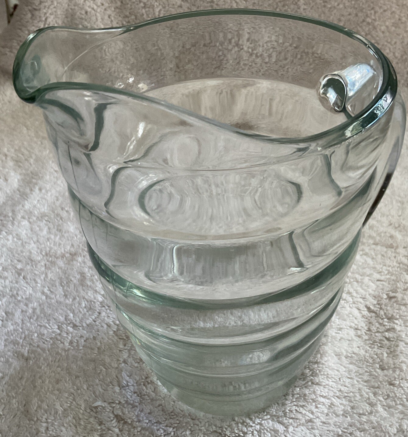 Vintage Glass Beehive Ribbed Beverage Pitcher MCM Mid Century Modern