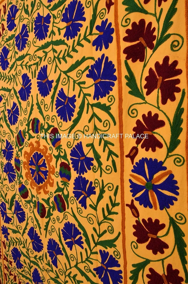 Funda de cama de diseño Uzbekistán bordada floral india colcha algodón suzani Foto 3 de 4
