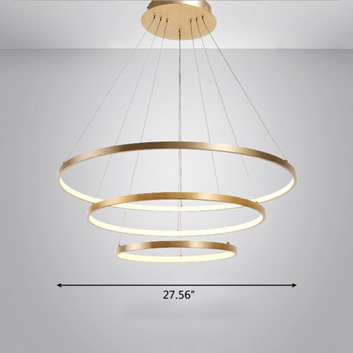 3 Ring LED Modern Chandelier Light Gold Tones Adjustable Aluminum Pendant Lights - Bild 4 von 9