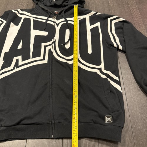 Vintage Y2K Tapout Hoodie Full Zip Grunge Goth MMA Black Men’s XXL 2XL Spellout - Picture 7 of 7