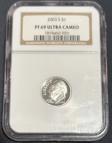 2003 S $1 PF 69 ULTRA CAMEO NGC Error Grade! S CLAD 10C Dime