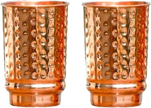 Set of 2 Copper Tumbler | 350 Ml / 11.8 Oz 100% Pure Copper Hammered Glasses | A - Picture 10 of 12