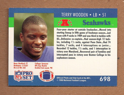 1990 Pro Set #698 TERRY WOODEN / Seattle Seahawks - Error