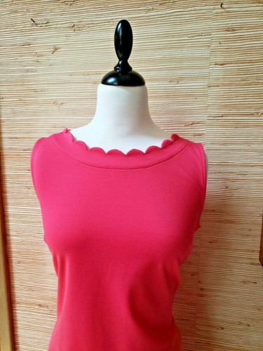 Talbots Small Sleeveless Pink Scalloped Neck Tank Shift Knit Summer Dress - Picture 2 of 7