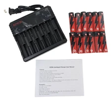 Universal HZMLBC Li-Ion 6 Bay Battery Charger w/12 Rechargeable Batteries NEW