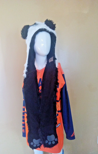 Faux Fur PANDA LONG ANIMAL hood/hat cap winter/Fashion/Halloween Costume - Picture 2 of 11