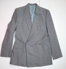 VINTAGE MEN'S GRAY PINSTRIPE DOUBLE-BREASTED BLAZER JACKET - SIZE 40R