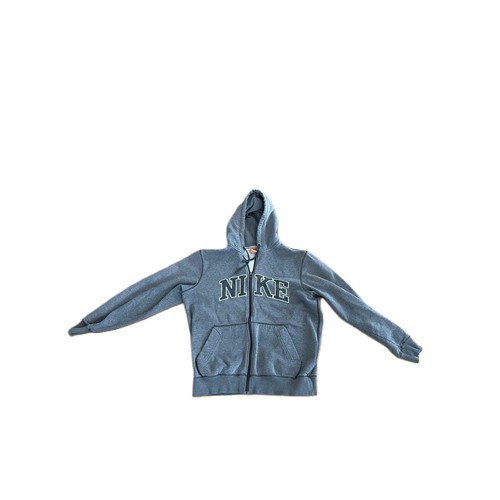 Nike L43A04 Grey Full Zip Hoodie Unisex Logo Front Pockets Long Sleeve Medium - Picture 3 of 6