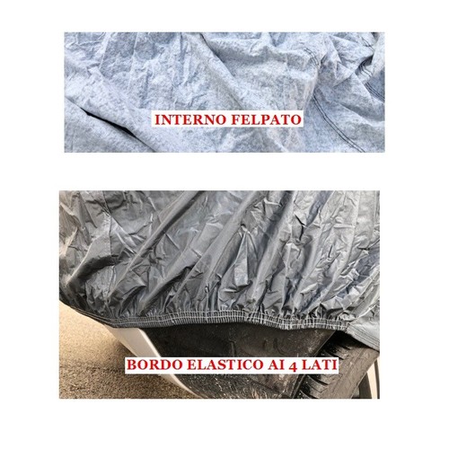 TELO COPRIAUTO FELPATO PER AUTO ANTIGRANDINE IMPERMEABILE TG.L 482X196X140CM - Foto 5 di 7