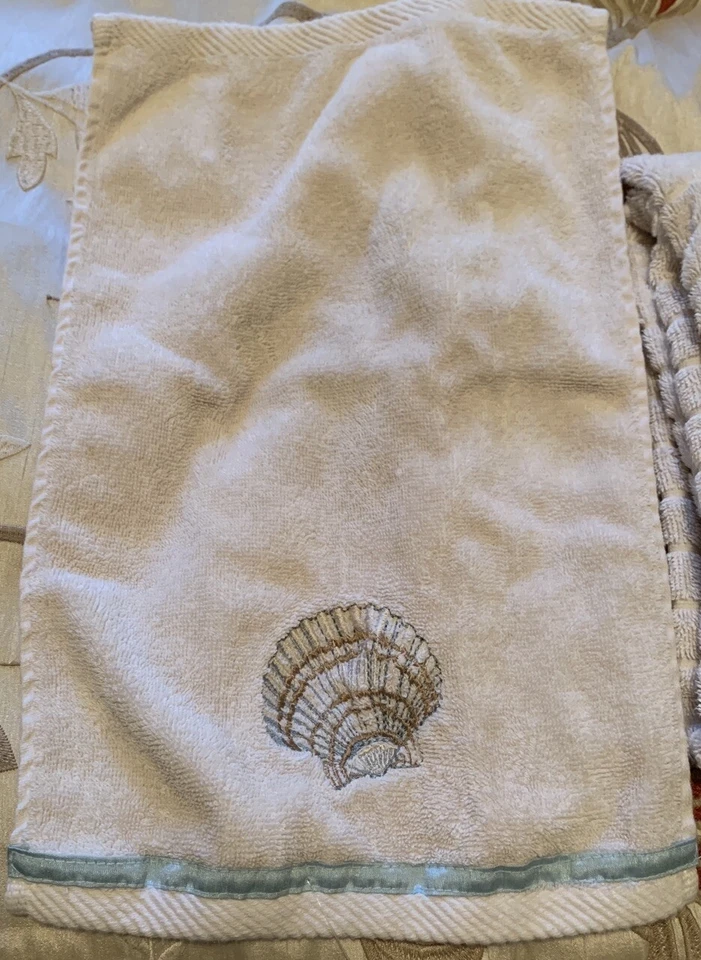 Lote De 4 Toallas Temáticas Playa Tortuga Oceánica Marfil Turquesa Bordadas Foto 3 de 4