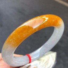  Braccialetto bracciali giadeite giada birmana bianco e giallo ghiaccio naturale 59mm