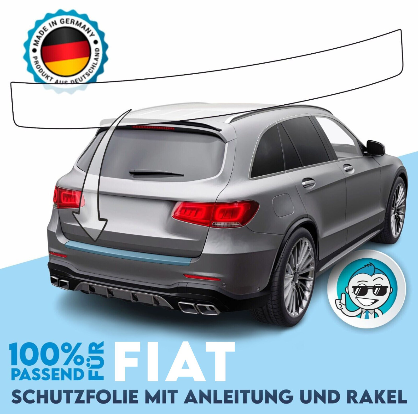 LACKSCHUTZFOLIE für FIAT 500-e Kantenschutz Zubehör Ladekantenschutz  transparent