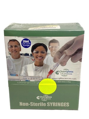 CHEMGLASS HSW 20mL PP Graduated Luer Lock Syringe Bulk Non-Sterile CG-3083-04