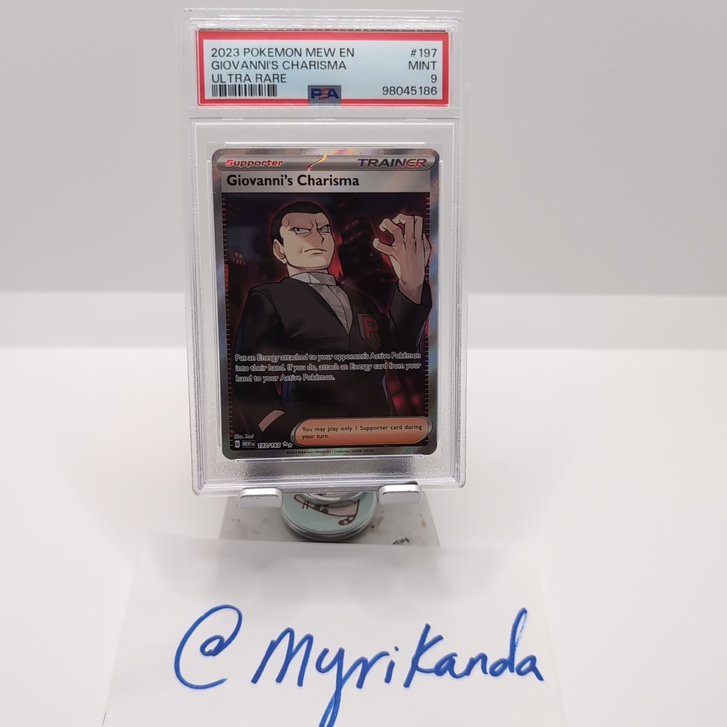 Pokemon Giovanni's Charisma 151 MEW EN Ultra Rare #197 PSA 9 Mint